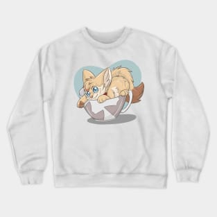 Fennec Fox in a Tea Cup Crewneck Sweatshirt